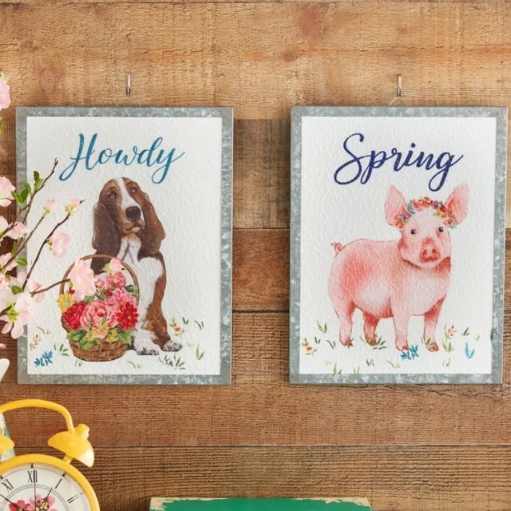 🇺🇲2pc 16" Each Spring Painting Bundle Pig & Charlie